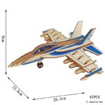 Modèle de kit d'avion en bois avec pièces détachées, parfait pour la décoration ou la construction éducative, dimensions 47 pièces, 90 cm de long.