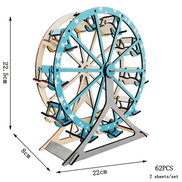 Roue de fête en bois avec chiffres romains, décoration de fête vintage pour anniversaire ou événement, dimensions 22x22x22 cm, 62 pièces incluses, parfait pour une décoration ludique et origina.