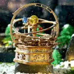 Horloge en bois avec planètes colorées, modèle scientifique, décoratif et éducatif, parfait pour les amateurs d'astronomie et de sciences.