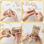 Balancier mécanique en bois, assemblage précis.
