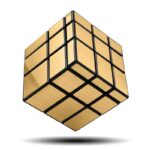 Cube Rubik en bois avec cadre noir, design élégant et moderne, parfait pour la décoration ou comme objet scientifique.