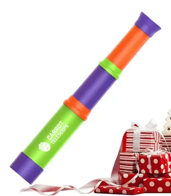 Telescope pour enfants avec tubes colorés orange, vert et violet, idéal pour découvrir le monde et stimuler la curiosité scientifique des jeunes explorateurs.