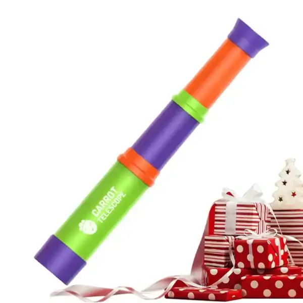 Telescope pour enfants avec tubes colorés orange, vert et violet, idéal pour découvrir le monde et stimuler la curiosité scientifique des jeunes explorateurs.