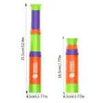 Téléscope en forme de carotte colorée, parfait pour l'apprentissage de l'astronomie chez les jeunes enfants, avec dimensions de 31,5 cm et 18,5 cm.