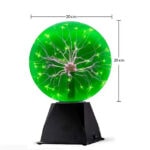 Lampe scientifique électrique en verre vert avec filaments lumineux, idéale pour décoration de science ou d'étude.