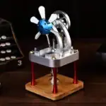 Modèle réduit de moteur à vapeur avec pignon d'engrenage, démonstration mécanique scientifique, objet de décoration éducative.