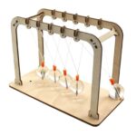 Pendu à Newton en bois et verre pour expérience scientifique éducative.
