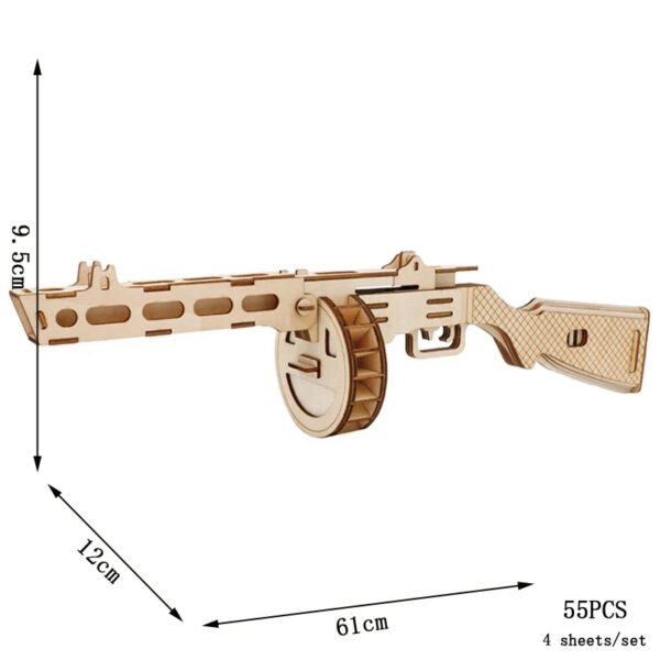 Pistolet en bois éducatif pour enfants, jouet de science et de décoration, fabriqué en bois naturel, idéal pour l'apprentissage et le jeu créatif.