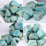 Pierres d'Amazonite naturelles, parfaites pour la décoration intérieure ou la collection minéralogique, avec une teinte bleu-vert apaisante et des textures variées.