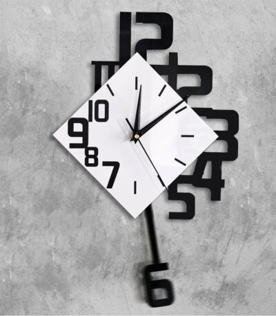 Horloge murale moderne avec chiffres géants et pendule minimaliste, idéale pour une décoration intérieure originale et contemporaine.
