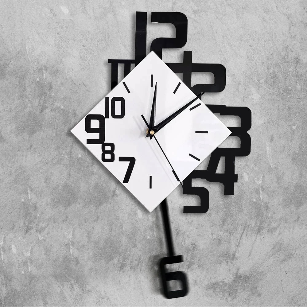 Horloge murale moderne avec chiffres géants et pendule minimaliste, idéale pour une décoration intérieure originale et contemporaine.