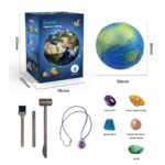 Modèle de planète Earth miniature pour exploration, avec outils pour creuser et découvrir la géologie, parfait pour l'apprentissage scientifique et la décoration éducative.