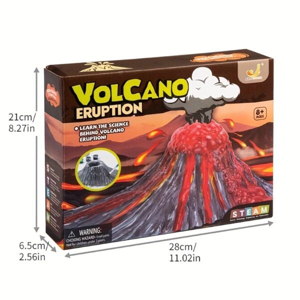Kit scientifique pour créer une éruption volcanique simulée, idéal pour l'apprentissage de la géologie et des phénomènes volcaniques chez les enfants à partir de 8 ans.