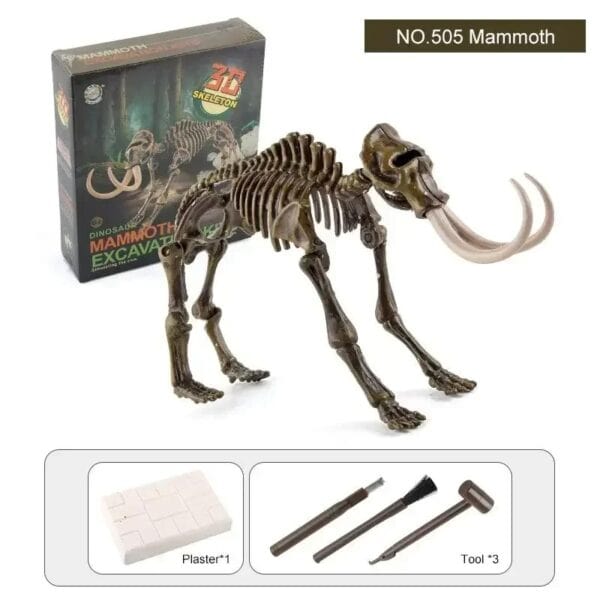 Mammouth en ossements, modèle éducatif pour décoration ou collection scientifique, avec outils de montage inclus. Parfait pour les amateurs de sciences naturelles et de dinosaures.