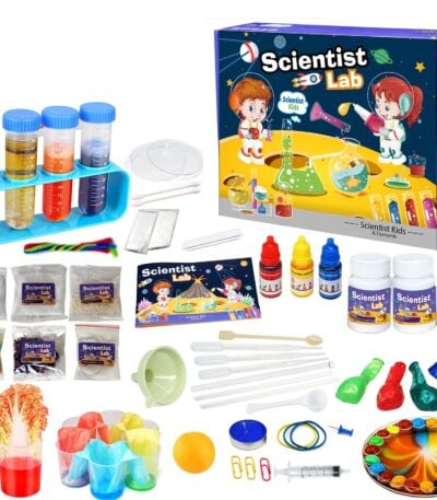 Kit scientifique pour expériences de chimie et de physique.