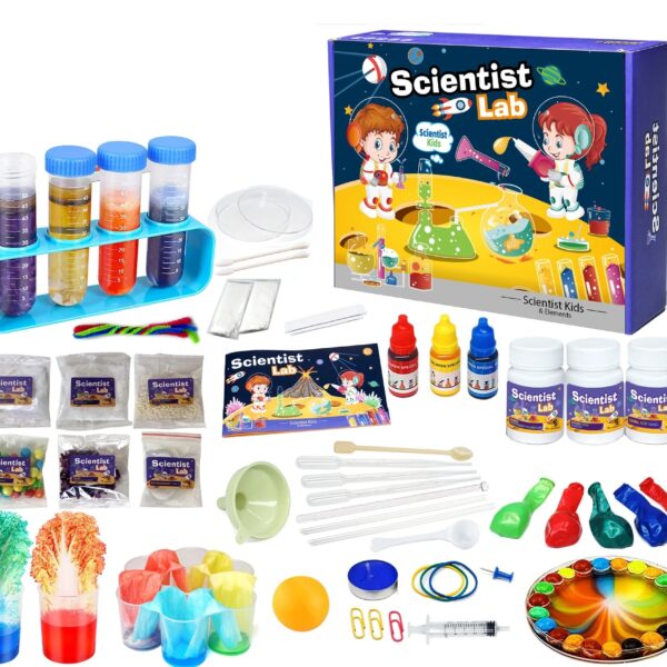 Kit scientifique pour expériences de chimie et de physique.