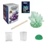 Cristal de vapeur DIY pour la création de cristaux de quartz colorés, comprenant un kit complet avec bâtonnet, poudre, moule et instructions pour réaliser des cristaux décoratifs.