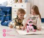 Jouet robot chien rose pour enfants, idéal pour développer le cerveau et favoriser la complicité.
