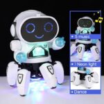 Robot éducatif interactif pour enfants avec musique, lumière néon et danse. Parfait pour stimuler la créativité et l'apprentissage des jeunes, ce robot amusant offre plusieurs fonctionnalités ludiques.