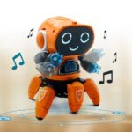 Robot éducatif pour enfants avec fonctionnalités musicales, design coloré et interactif, idéal pour stimuler la créativité et l'apprentissage.