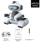Robot éducatif programmable blanc avec télécommande, manuel et tournevis inclus, idéal pour l'apprentissage de la robotique et de la programmation chez les enfants et les débutants.