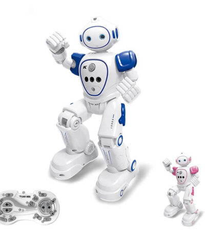 Robot programmable éducatif pour enfants avec télécommande et fonctionnalités interactives.