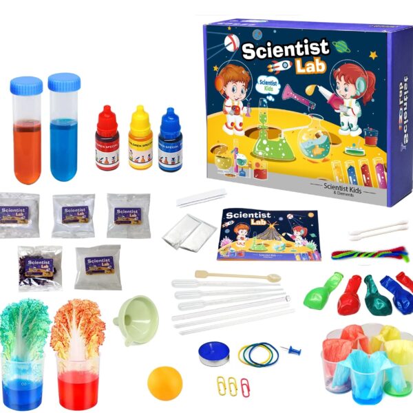 Kit d'expériences scientifiques pour enfants avec accessoires.
