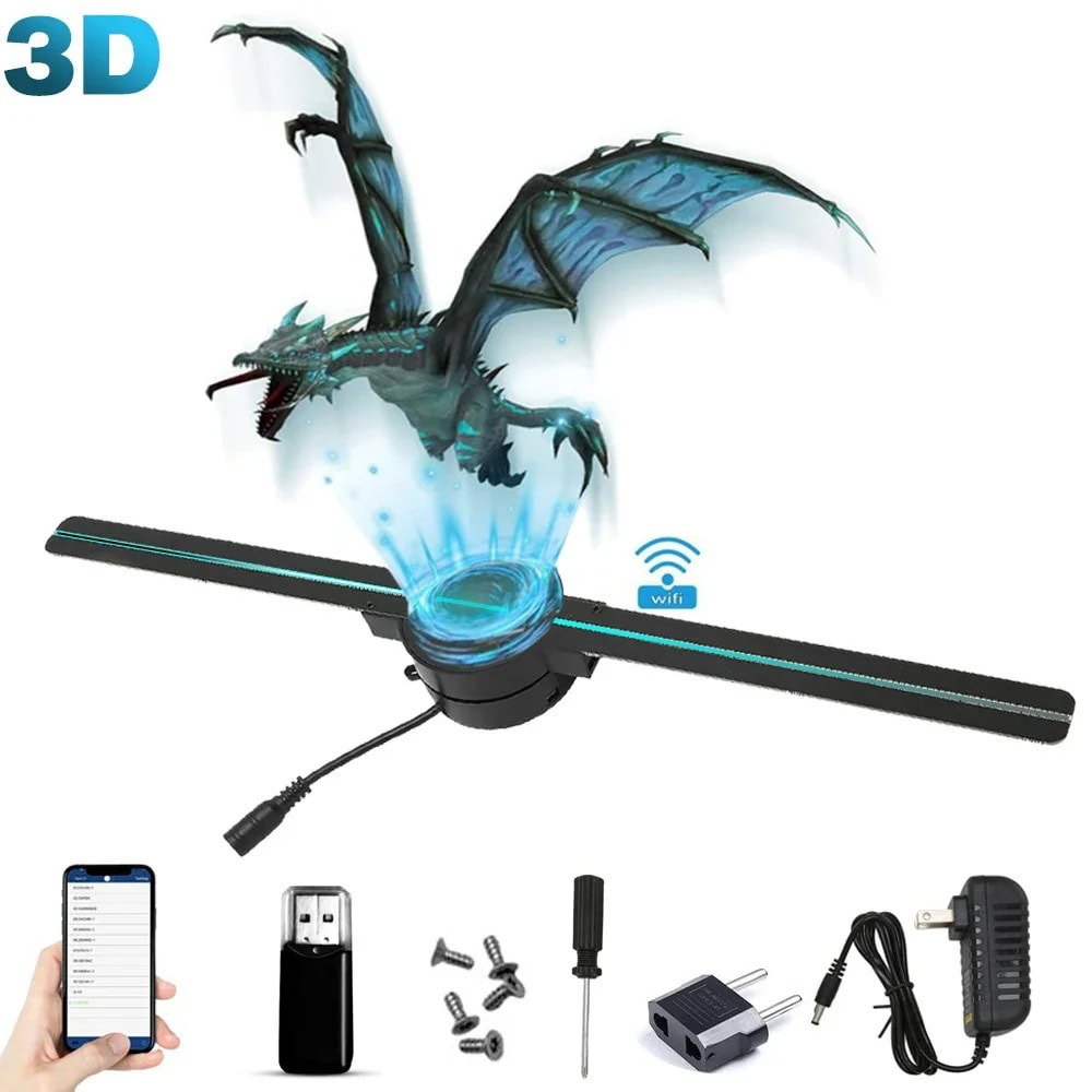 Panneau LED 3D avec dragon en vol, effets lumineux et connectivité Wi-Fi pour une expérience visuelle immersive. Parfait pour la décoration scientifique ou thématique.