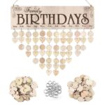 Panneau de décoration anniversaire avec mois et cœurs en bois pour célébrer chaque mois de naissance en famille ou entre amis.