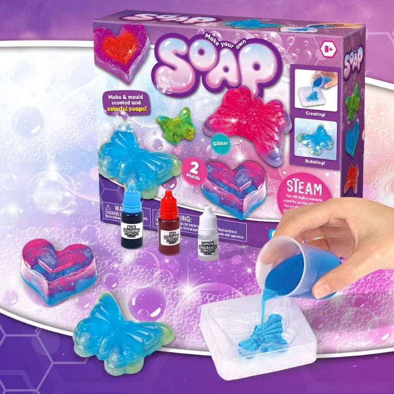 Pâte à savon colorée et scintillante pour création de savons.