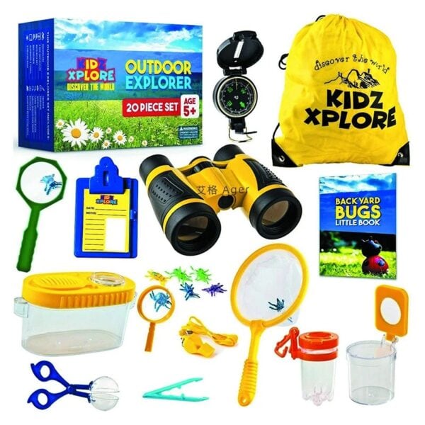 Loupe d'observation pour enfants avec poignée orange, parfaite pour l'exploration de la nature et l'observation des insectes, adaptée aux jeunes explorateurs curieux.