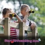 Jumelles pour enfants permettant d'observer les oiseaux dans un environnement naturel, idéal pour éveiller la curiosité et l'amour de la nature chez les jeunes explorateurs.