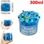 Bocal de gelée de sable marin de 300 ml, parfait pour la décoration ou la science, avec un design coloré et des éléments marins pour une expérience sensorielle.