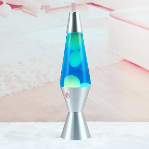 Lampe de décoration en forme de vase à lave avec effets lumineux colorés, idéale pour une décoration moderne et originale.