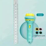 Pistolet laser éducatif vert pour enfants avec 1 lampe de poche et 4 cartes de jeu, idéal pour stimuler l'apprentissage et l'amusement.