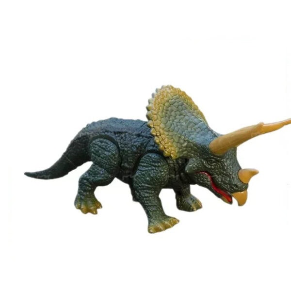 Tyrannosaure en plastique avec corne, modèle éducatif pour la décoration ou l'apprentissage de la préhistoire.