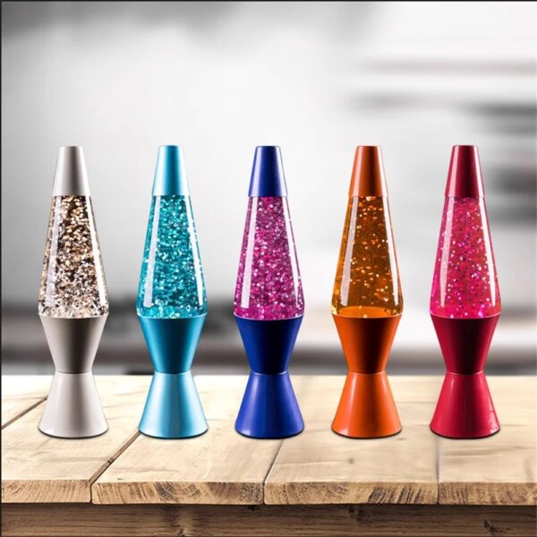 Vase de décoration scientifique coloré avec paillettes, idéal pour une décoration moderne et ludique, parfait pour les amateurs de science et de design intérieur.