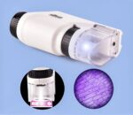 Microscope numérique portable avec éclairage LED, idéal pour l'observation scientifique et éducative, compact et facile à utiliser.