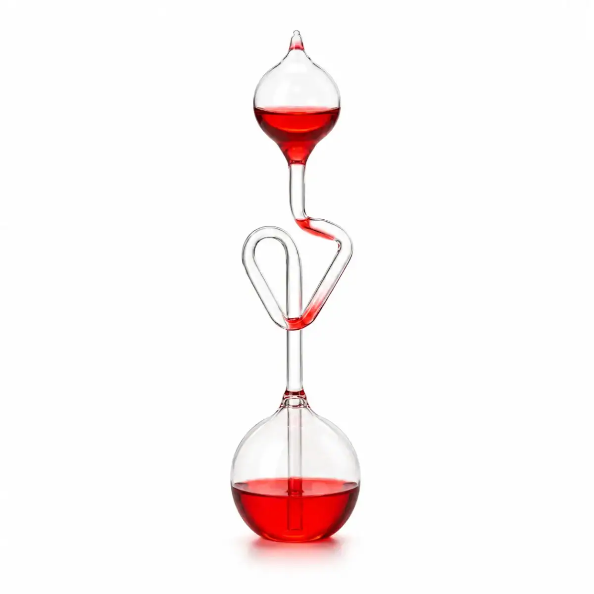 Pipette à liquide avec liquide rouge, objet de décoration scientifique en verre, parfait pour une décoration de bureau ou un espace dédié à la science.
