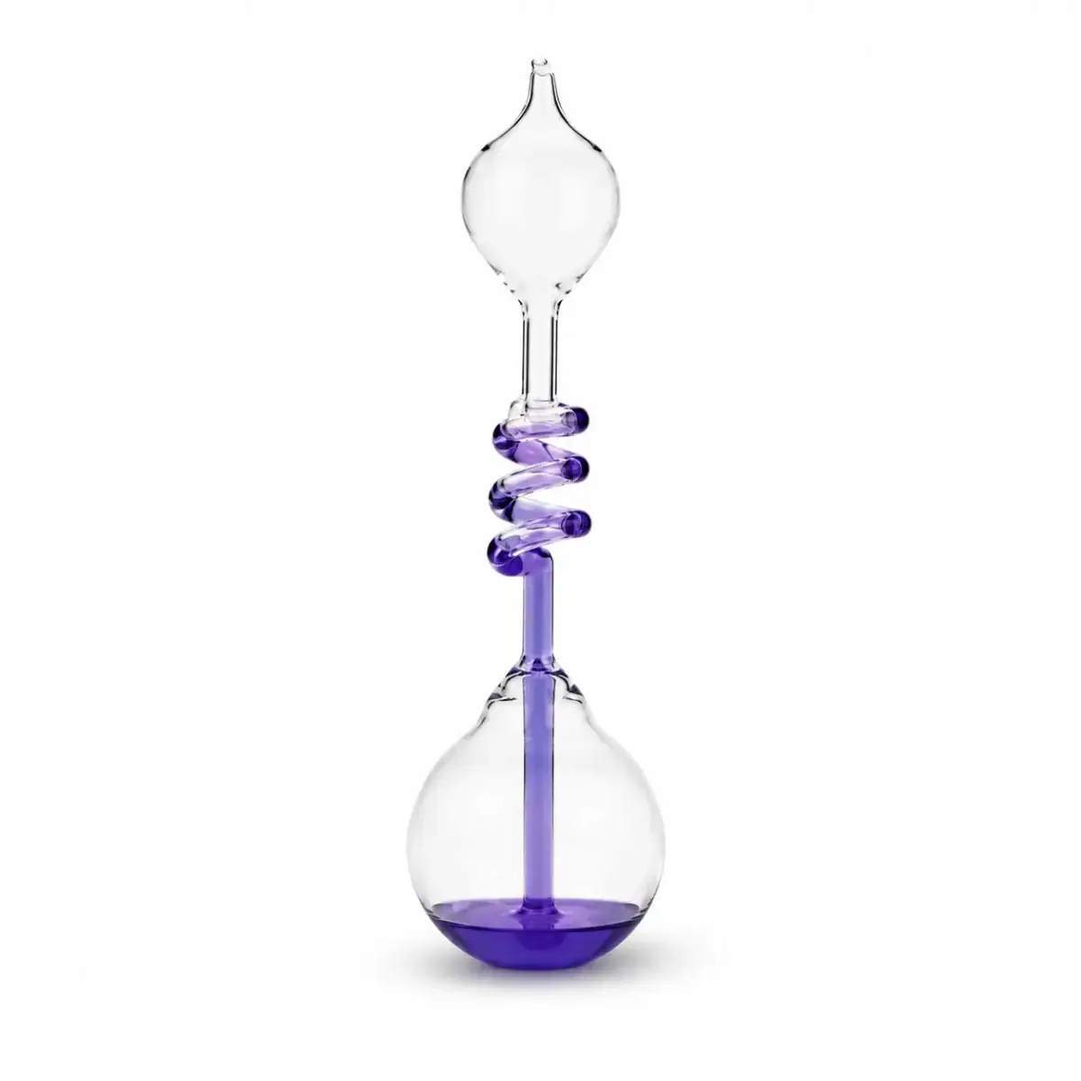Pipette de laboratoire en verre avec spirale violette, utilisée pour la manipulation précise de liquides en sciences.