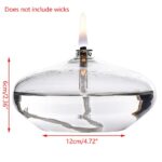 Vase en verre transparent avec flamme allumée, idéal pour décoration de laboratoire ou ambiance scientifique. Dimensions : 12 cm de large, 6 cm de haut, design élégant et moderne.