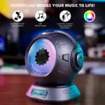 Haut-parleur Bluetooth avec éclairage LED multicolore, design moderne et fonctionnalités avancées pour une expérience sonore immersive. Parfait pour la musique et la décoration intérieure.