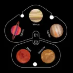 Objet scientifique illustrant les principales planètes du système solaire dans un design éducatif.