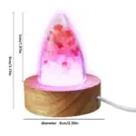 Lampe volcan LED avec cristaux roses et rouges, éclairage d'ambiance relaxant, décoration originale pour chambre ou bureau.