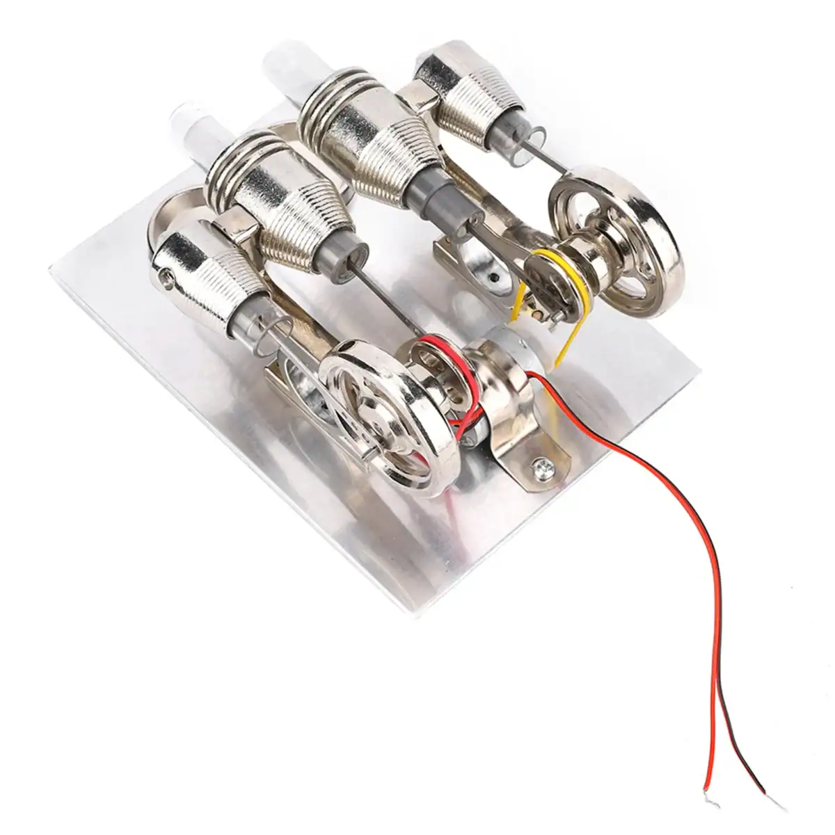 Puits de conduction électrique en métal avec fils connectés, utilisé pour des expériences scientifiques ou éducatives.