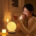 Lampe lune 3D, éclairage d'ambiance, décoration moderne pour salon ou chambre.