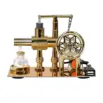 Dispositif scientifique ancien en laiton doré avec composants mécaniques.