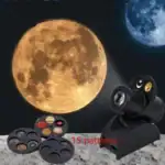 Lunette astronomique avec filtres et motifs pour l'observation du ciel, accompagnée de deux planètes et de 15 motifs différents pour l'astronomie.