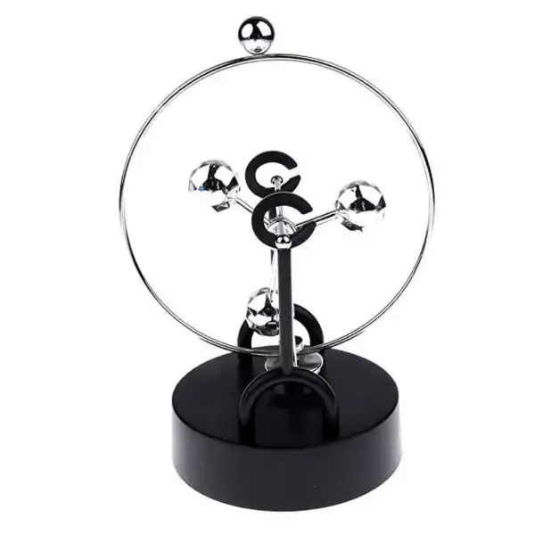 Horloge scientifique décorative en métal avec cristaux, design moderne et élégant, idéale pour la décoration de bureau ou d'étagère.