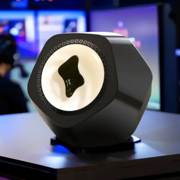 Lampe de décoration scientifique moderne avec un design unique, idéale pour un environnement de laboratoire ou un espace de décoration thématique scientifique.